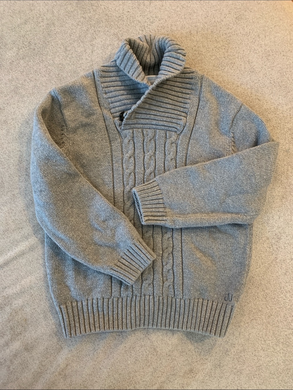 Janie and Jack Gray Cable Knit Shawl Collar Sweater